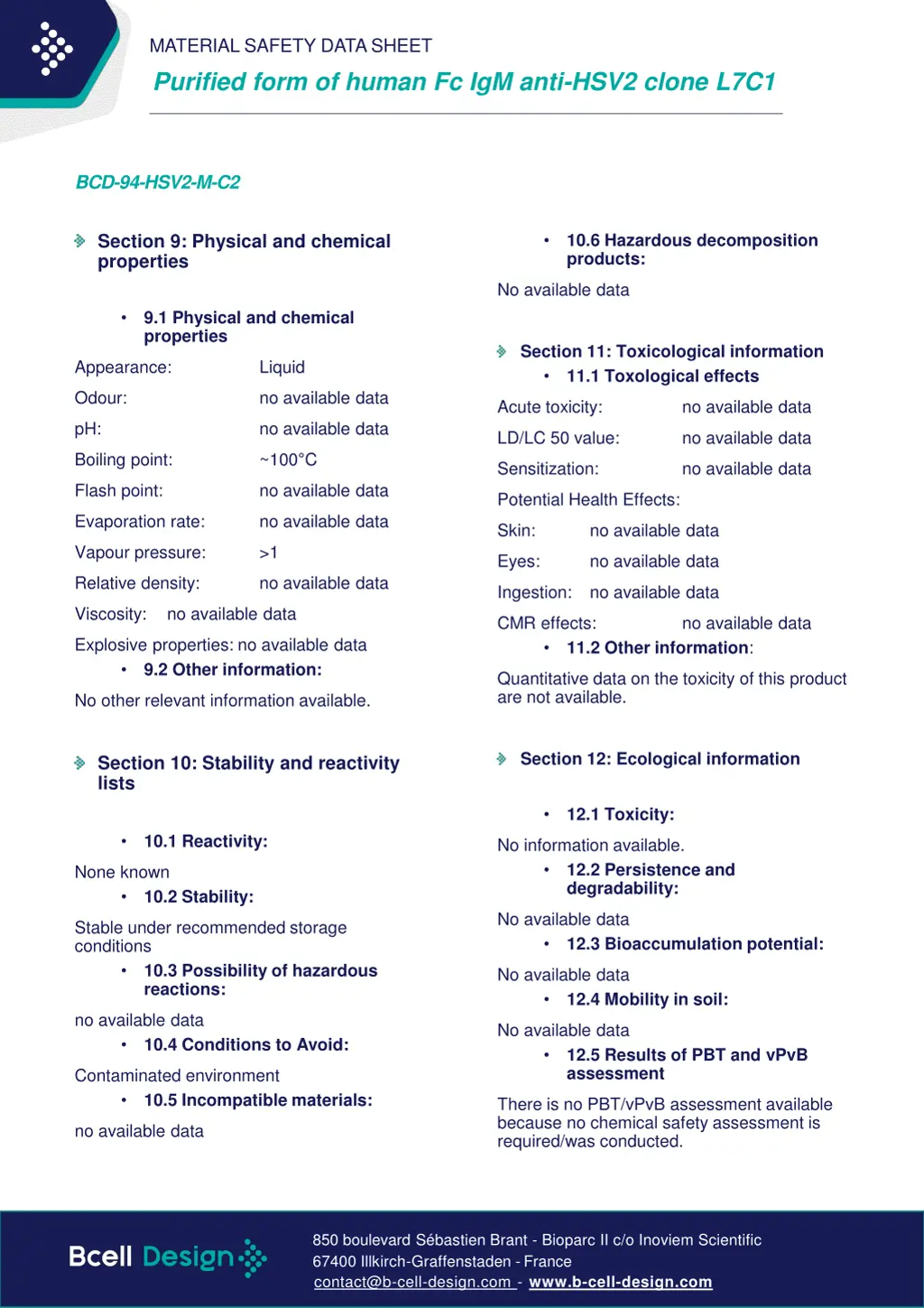material safety data sheet purified form of human 2