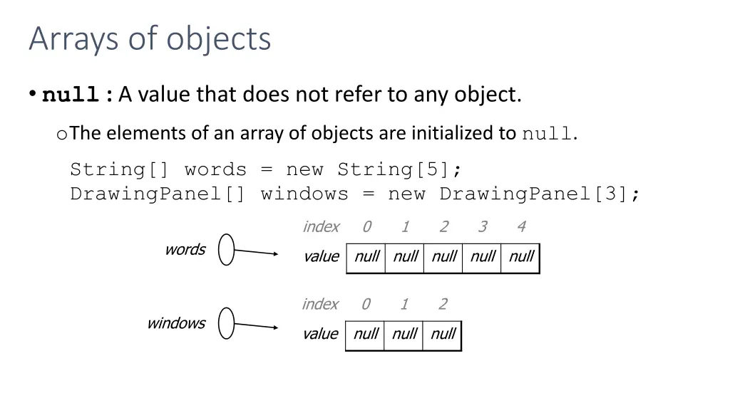 arrays of objects