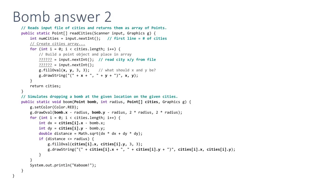 bomb answer 2 reads input file of cities