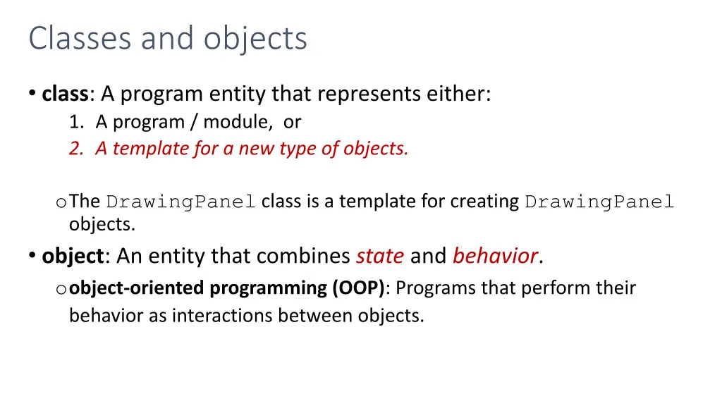 classes and objects