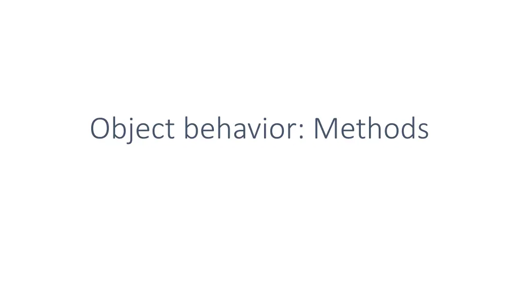 object behavior methods