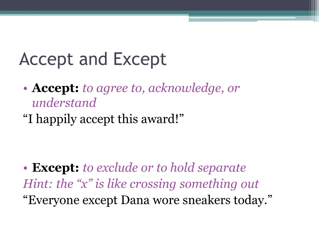 accept and except