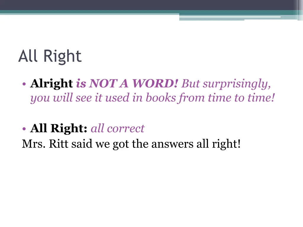 all right