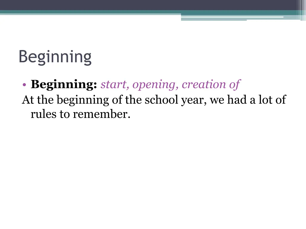 beginning