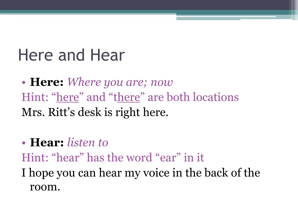 here and hear