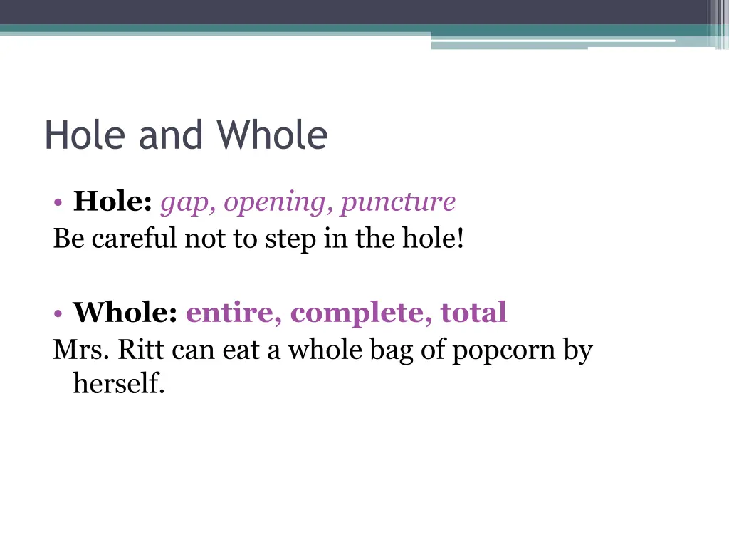 hole and whole