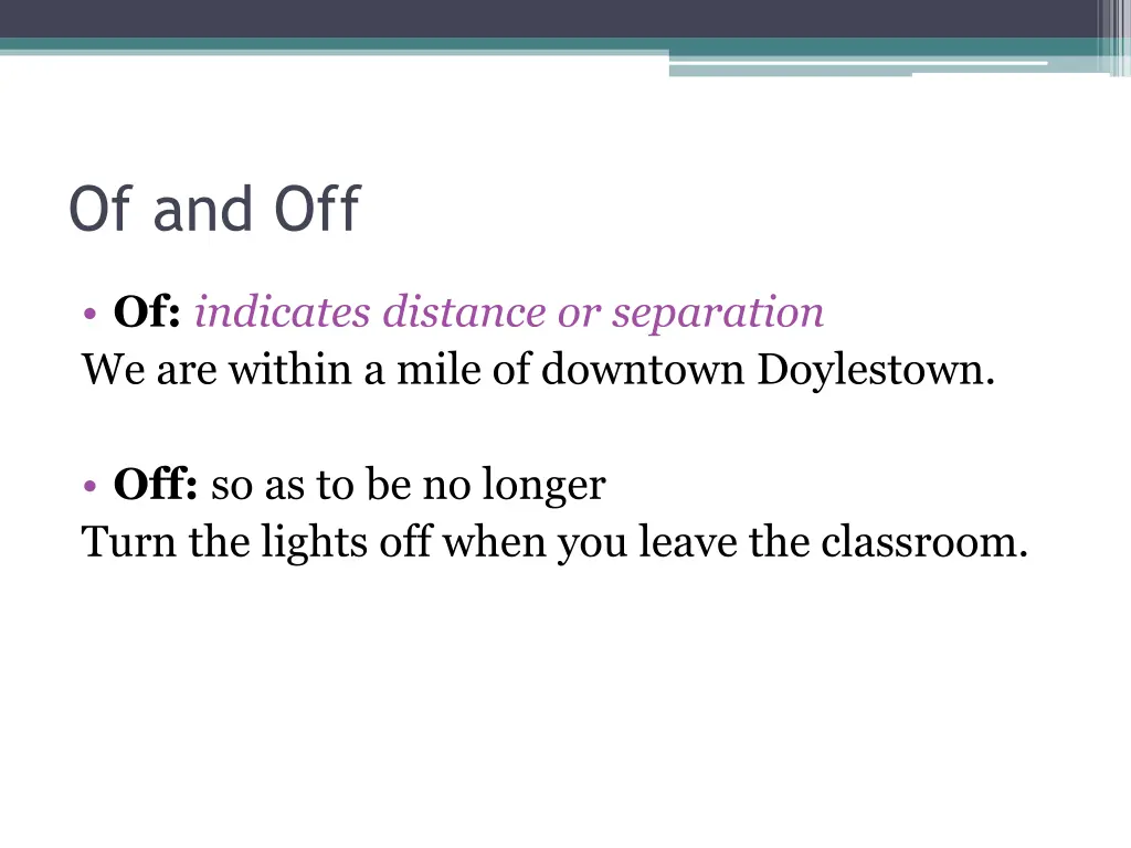 of and off