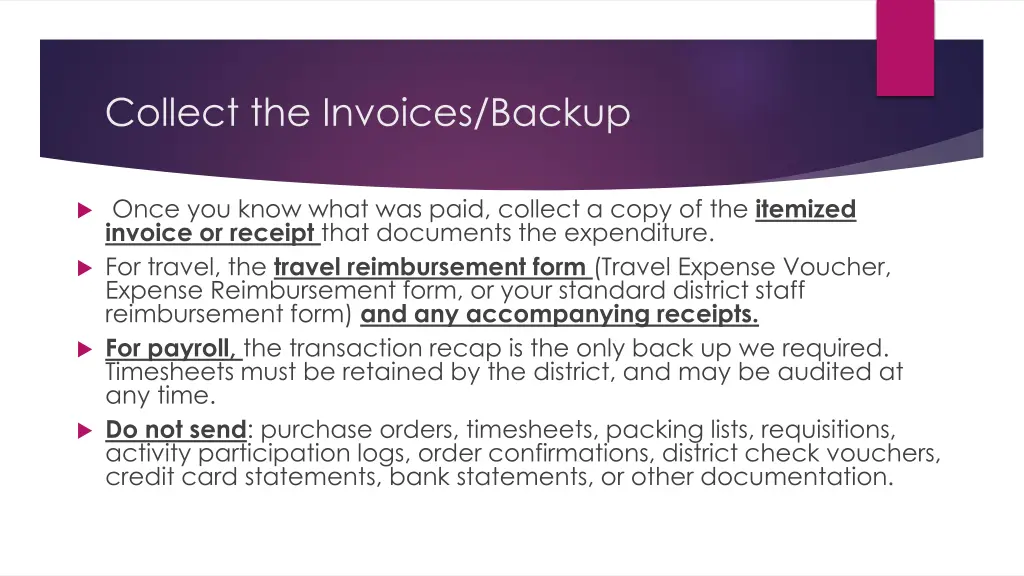 collect the invoices backup