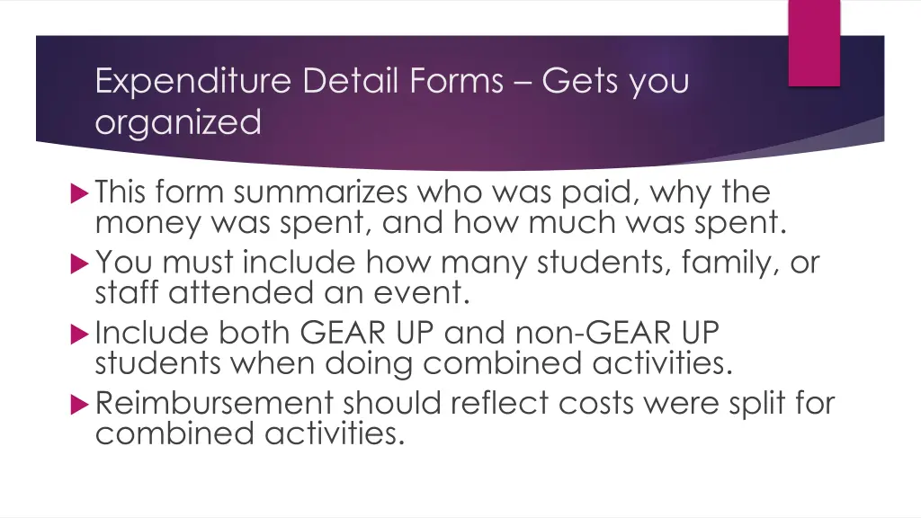 expenditure detail forms gets you organized