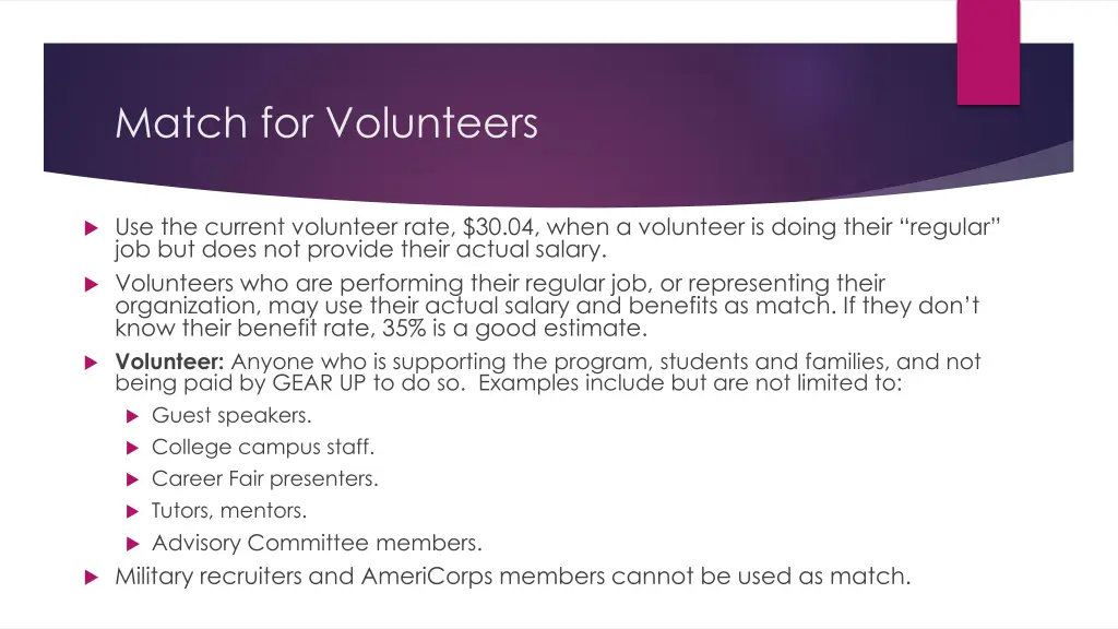 match for volunteers