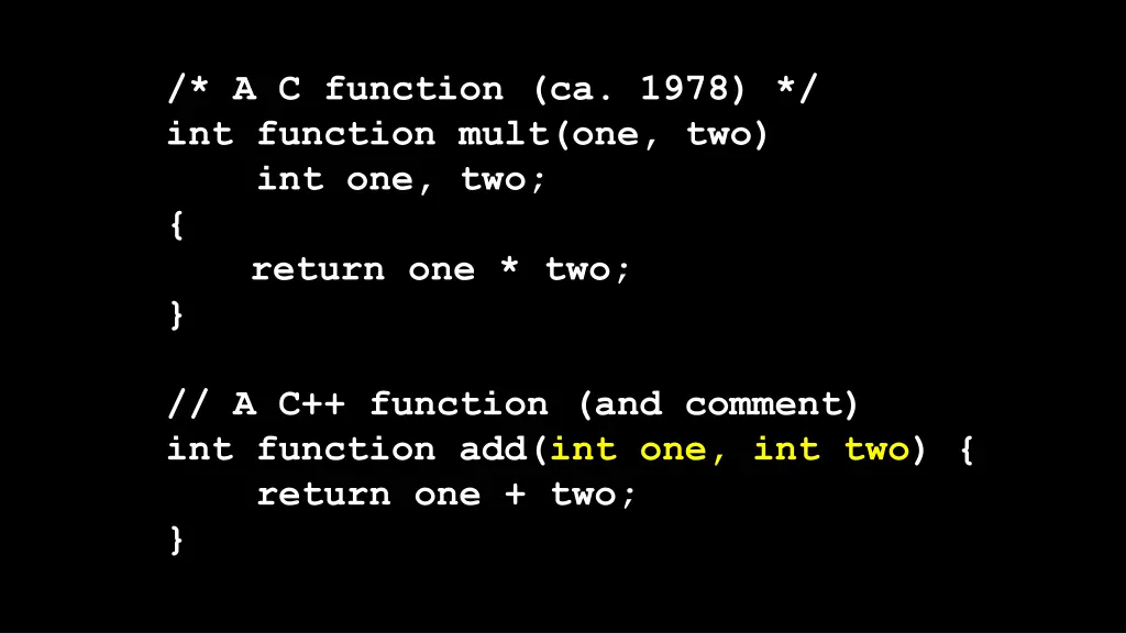 a c function ca 1978 int function mult