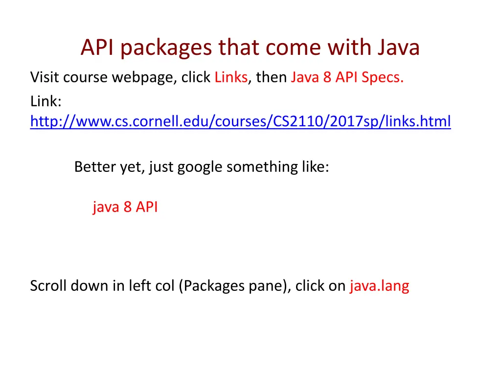 api packages that come with java