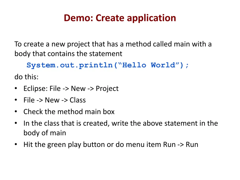 demo create application