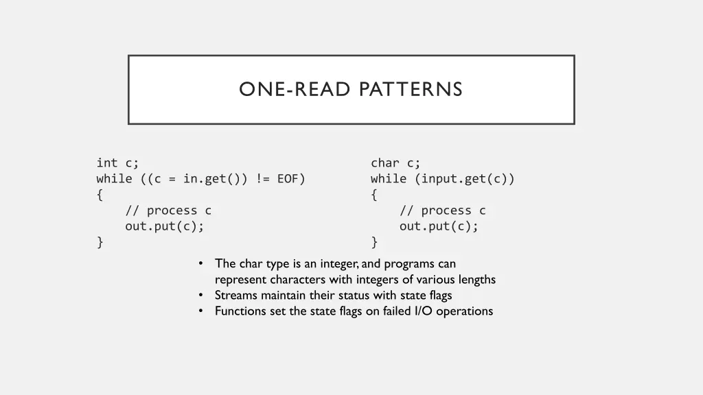 one read patterns