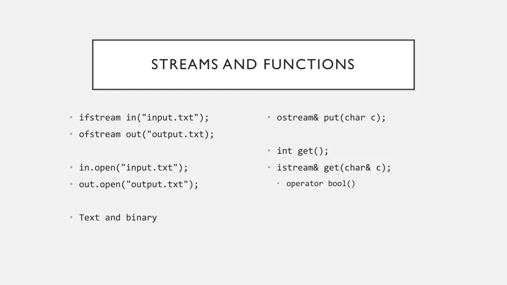 streams and functions