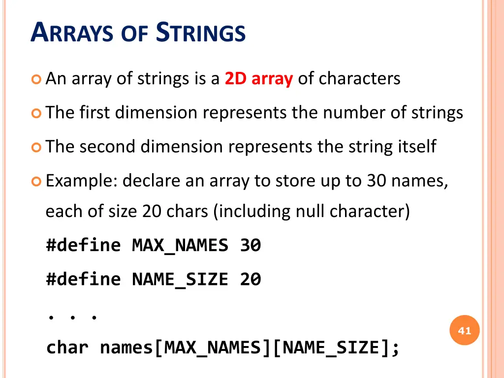 a rrays of s trings