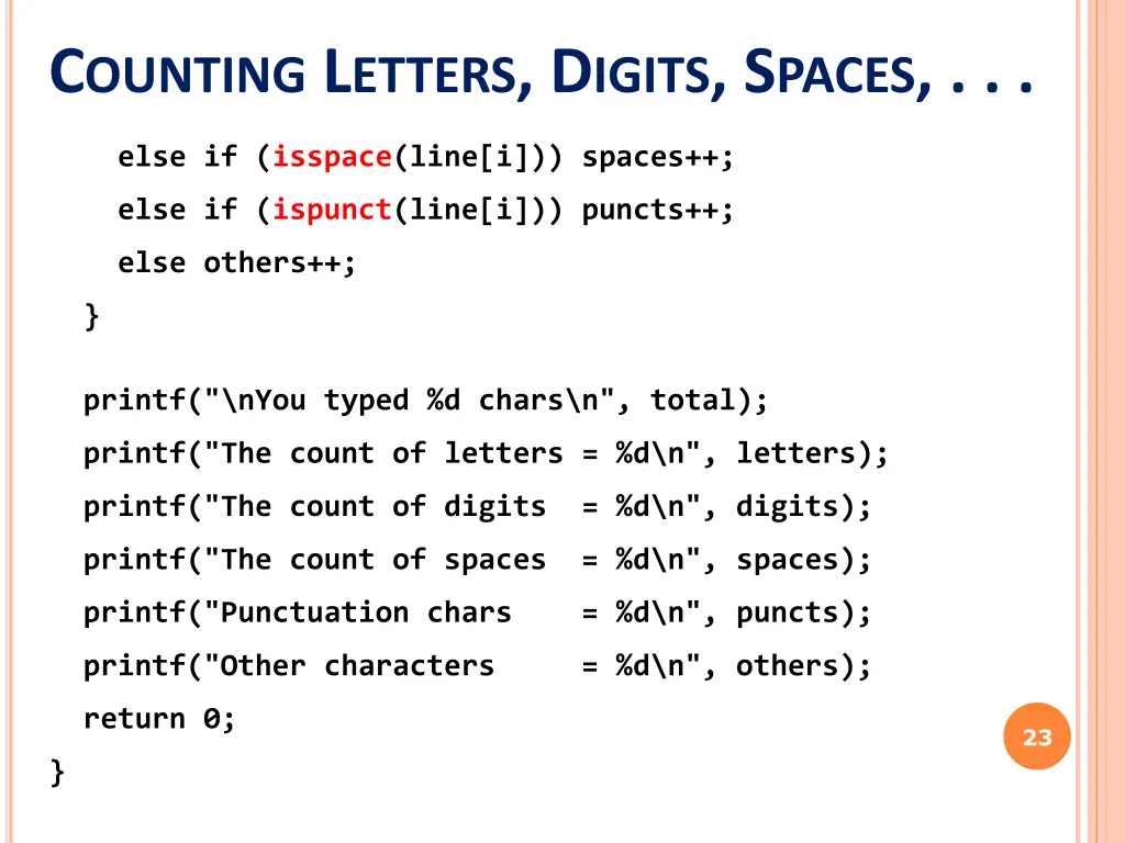 c ounting l etters d igits s paces 1