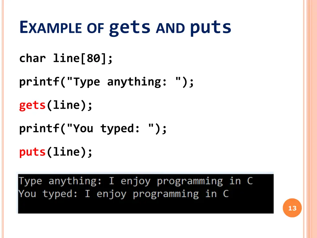 e xample of gets and puts