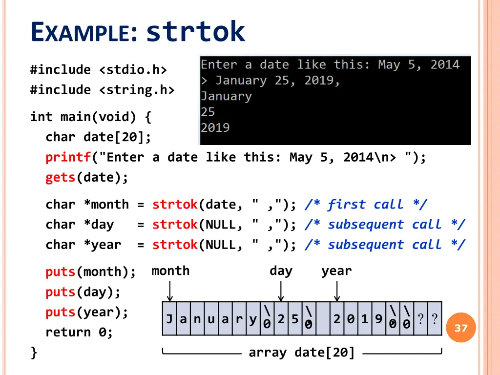 e xample strtok