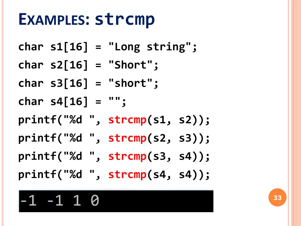 e xamples strcmp