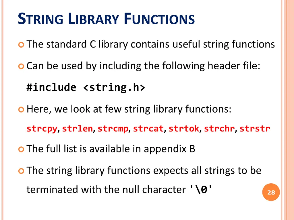 s tring l ibrary f unctions