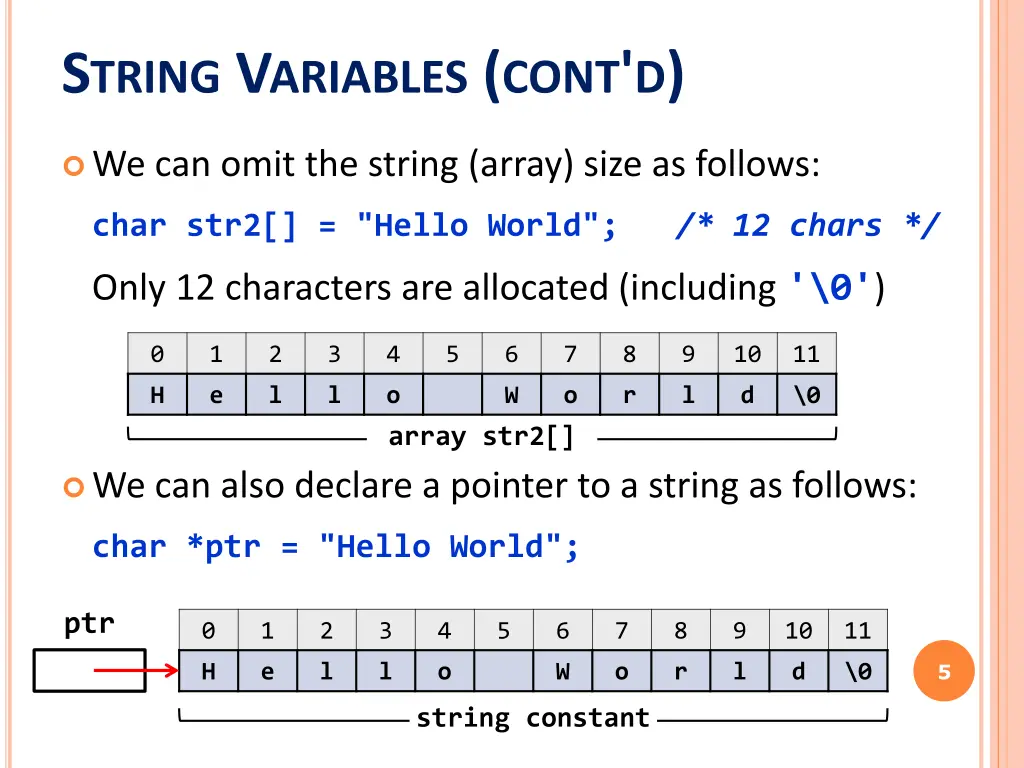 s tring v ariables cont d