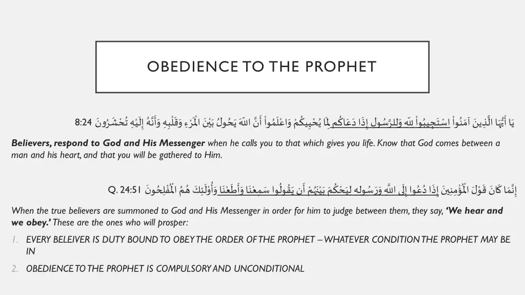 obedience to the prophet