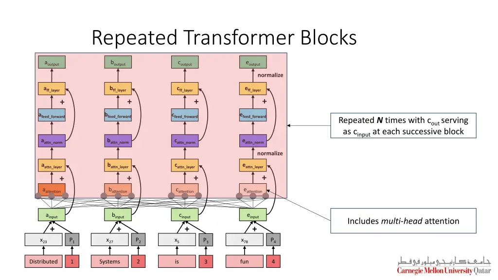 repeated transformer blocks