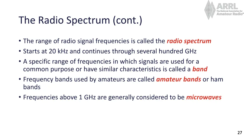 the radio spectrum cont