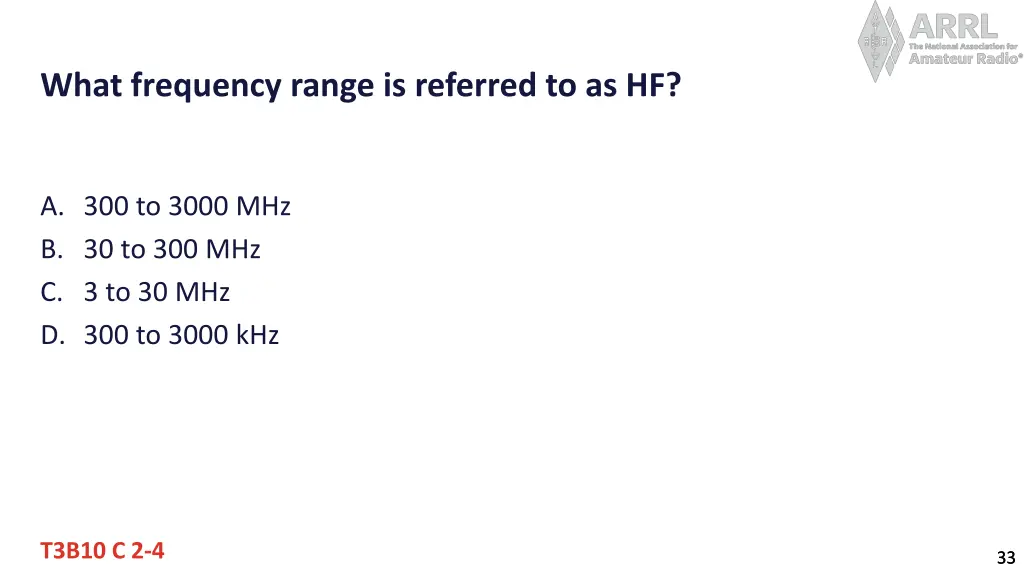 what frequency range is referred to as hf