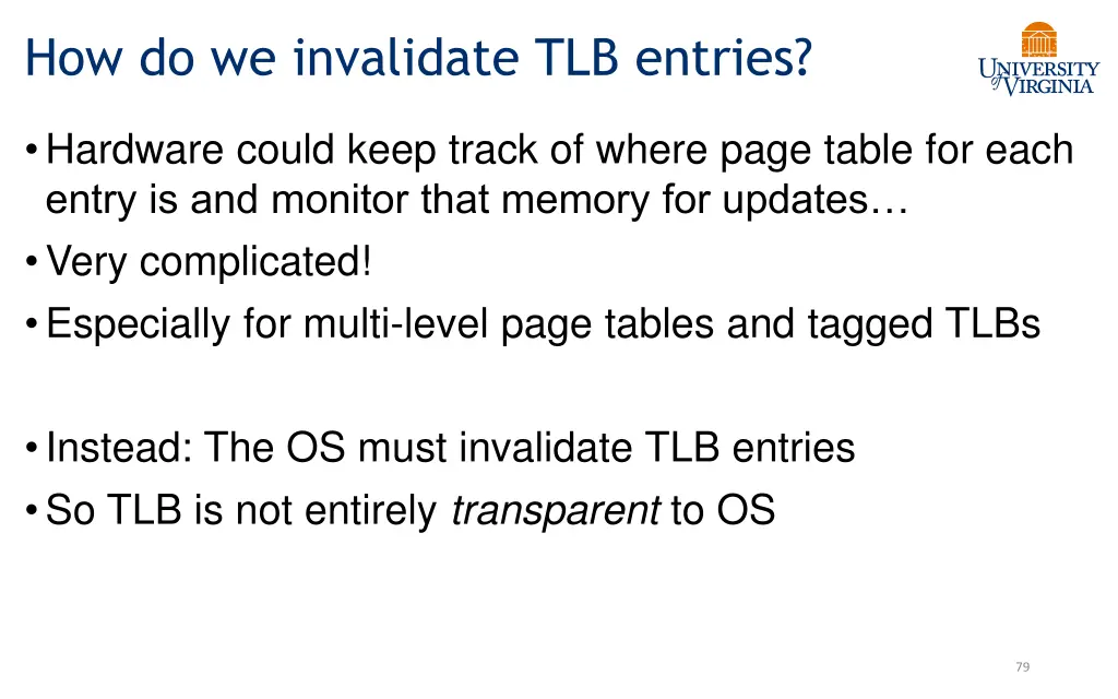 how do we invalidate tlb entries