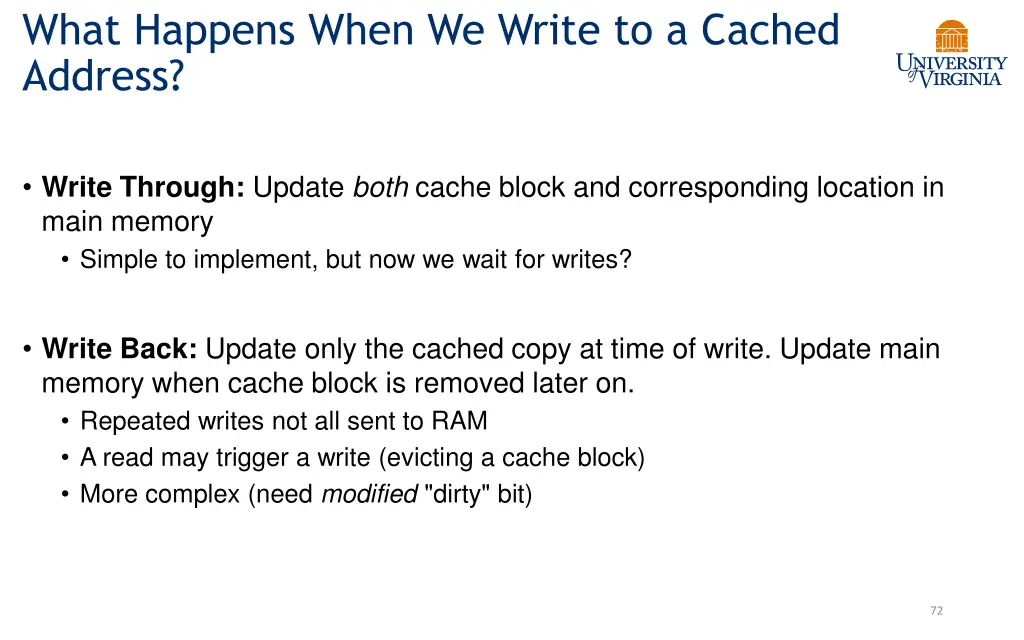 what happens when we write to a cached address