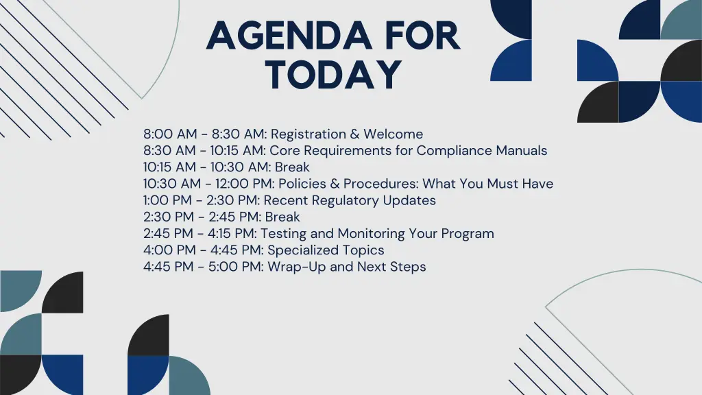 agenda for today