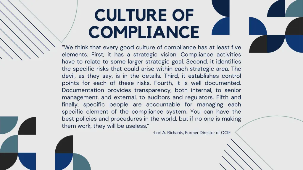 culture of compliance we think that every good