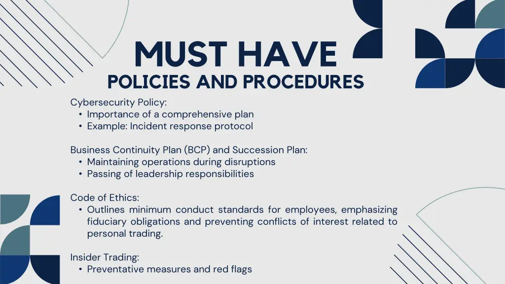 must have policies and procedures cybersecurity
