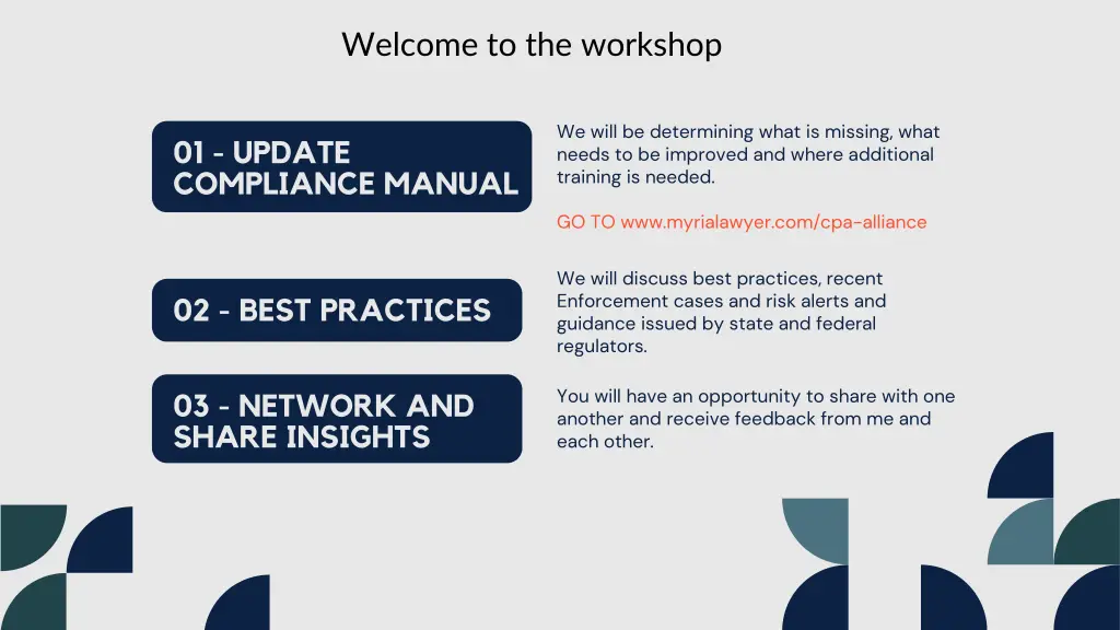 welcome to the workshop