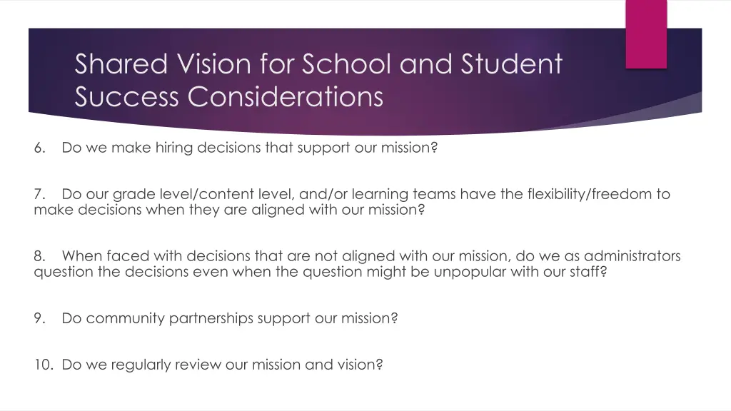 shared vision for school and student success 1