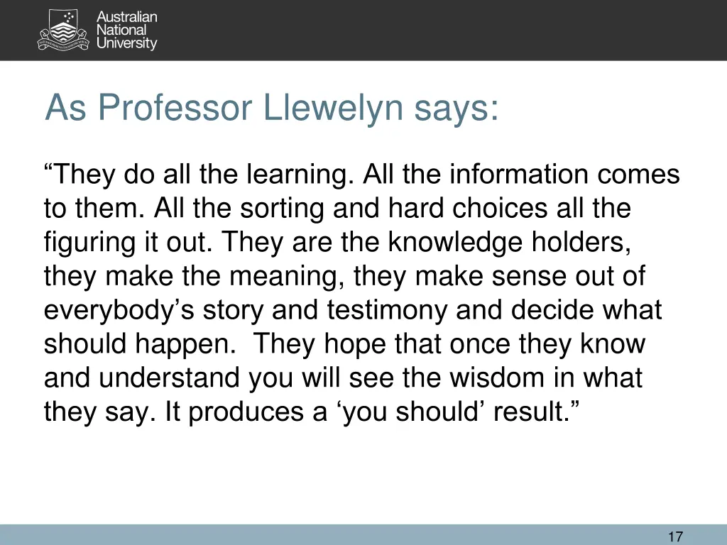 as professor llewelyn says