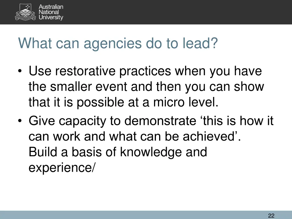 what can agencies do to lead