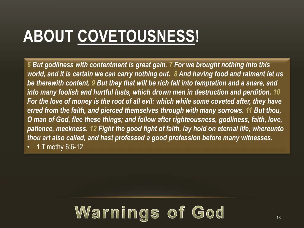 about covetousness 1