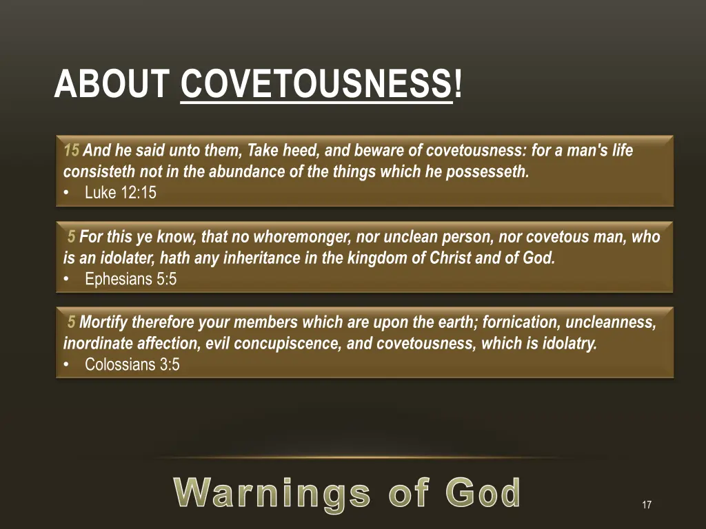 about covetousness