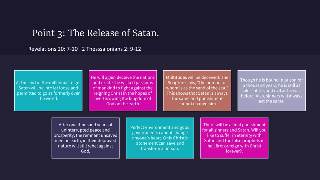 point 3 the release of satan