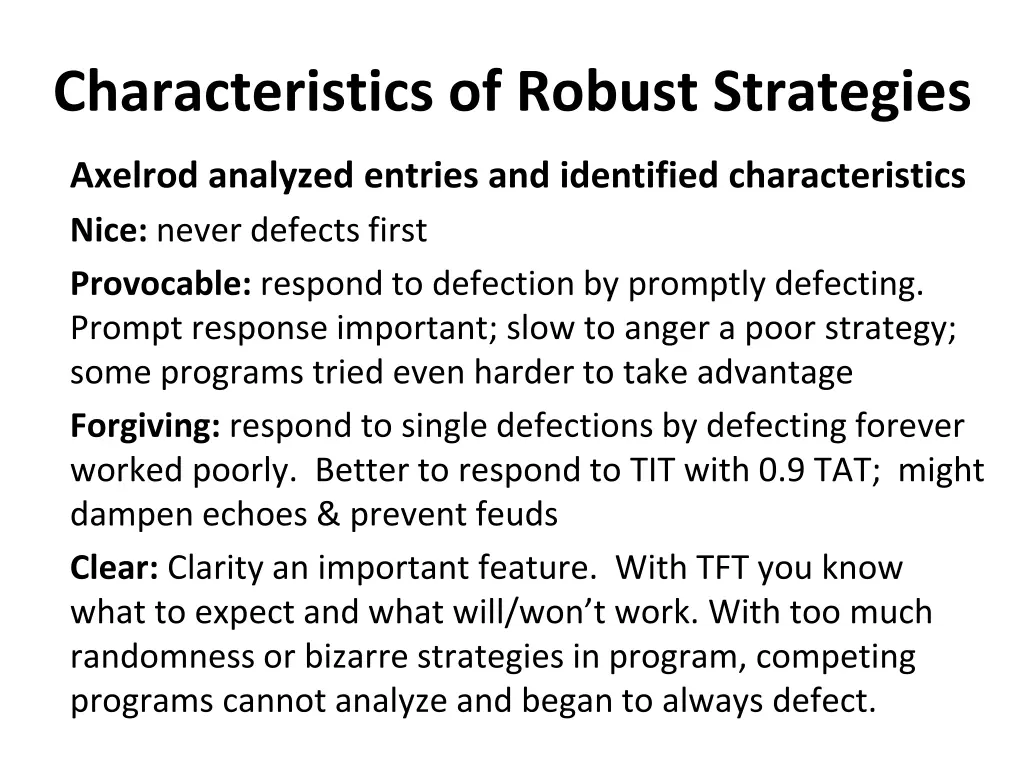 characteristics of robust strategies