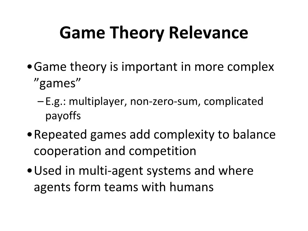 game theory relevance