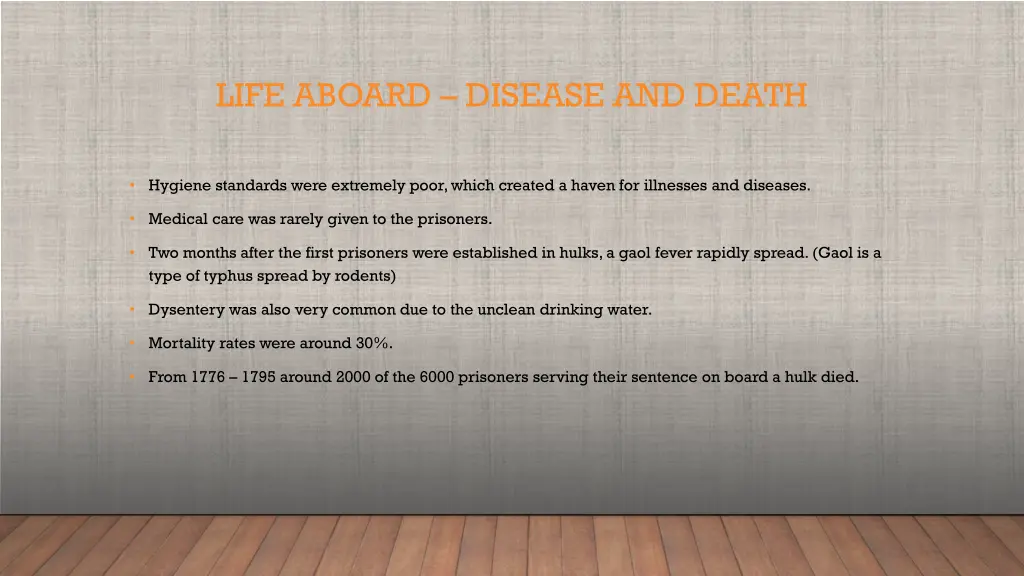 life aboard disease and death