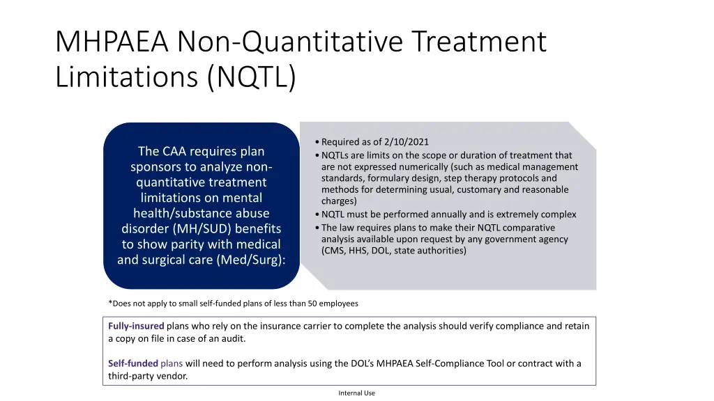 mhpaea non quantitative treatment limitations nqtl