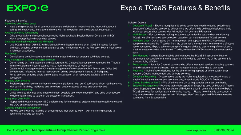 expo e tcaas features benefits
