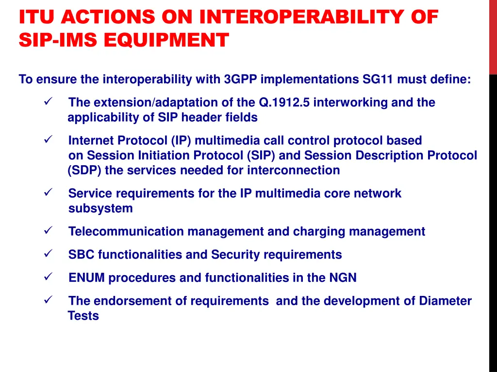 itu actions on interoperability