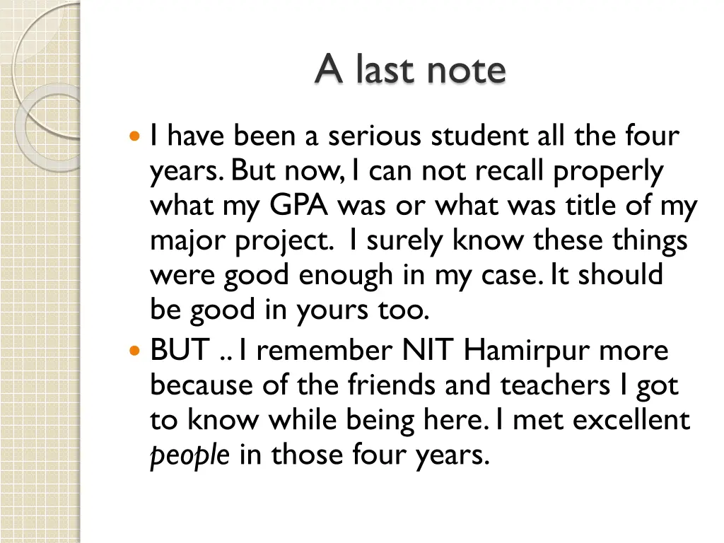a last note