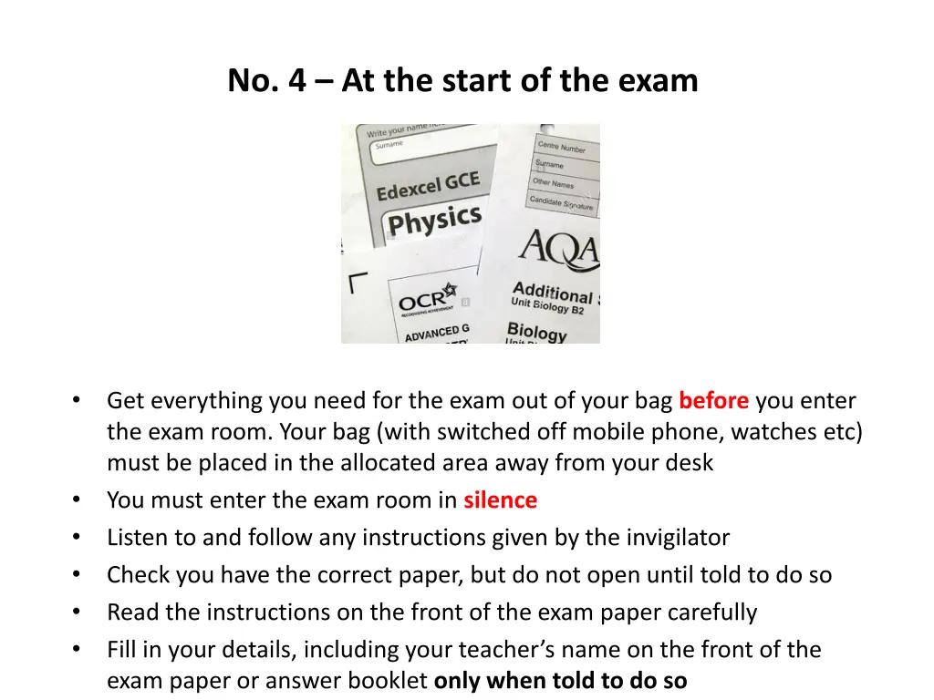 no 4 at the start of the exam